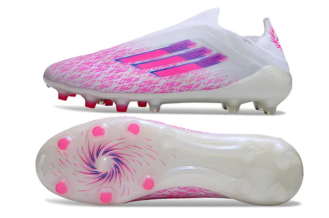Adidas Blanc Rose Coupe Basse Ajustement Chaussette Upper Transparente Semelle Transparente Terrain Ferme Chaussures de Football 6
