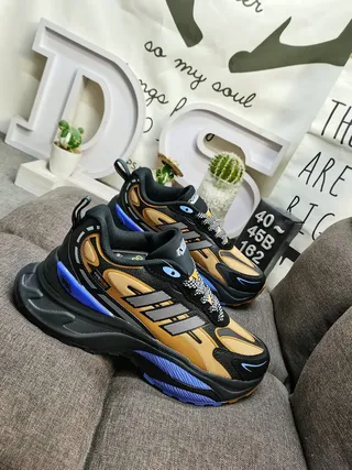 Adidas أبيض أحمر سولة منصة طبقات تركيبية متراكبة سنيكرز كثيفة 9