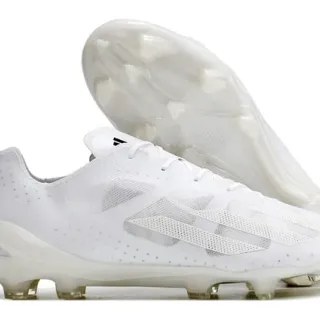 Adidas White Transparent Low-Cut Synthetic Upper Tonal Three-Stripe Overlay Firm-Ground Soccer Shoes