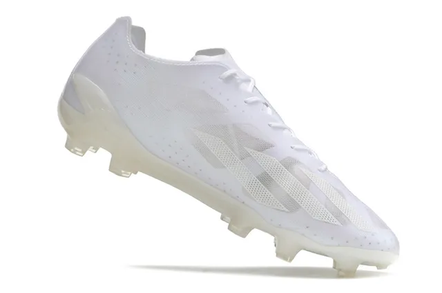 Adidas White Transparent Low-Cut Synthetic Upper Tonal Three-Stripe Overlay Firm-Ground Soccer Shoes 16