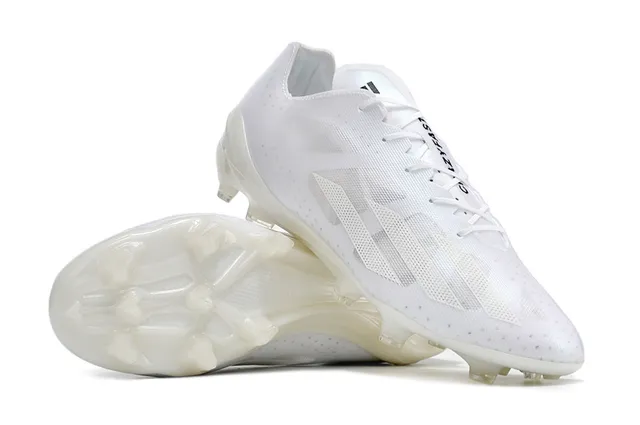 Adidas White Transparent Low-Cut Synthetic Upper Tonal Three-Stripe Overlay Firm-Ground Soccer Shoes 18