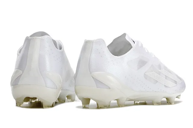 Adidas White Transparent Low-Cut Synthetic Upper Tonal Three-Stripe Overlay Firm-Ground Soccer Shoes 19