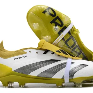 Adidas Blanco Amarillo Sin Cordones Cierre con Correa Ajuste Calcetín Cuello Césped Firme Zapatos de Fútbol