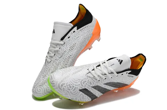 Adidas Blanc Jaune Sans Lacets Fermeture Sangle Collet Chaussure Enfilable Terrain Firme Chaussures de Football 7
