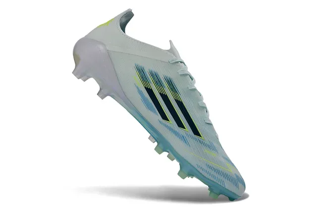 Chuteira Adidas X Sparkfluence branca azul verde para solo firme 2