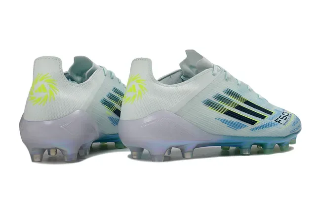 Chuteira Adidas X Sparkfluence branca azul verde para solo firme 5