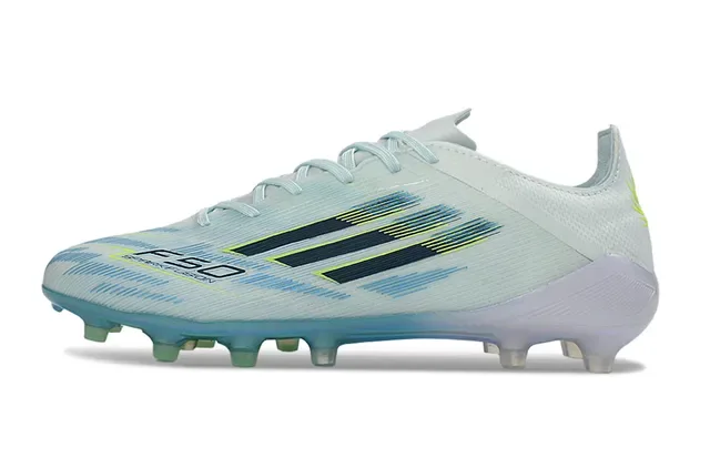 Chuteira Adidas X Sparkfluence branca azul verde para solo firme 7