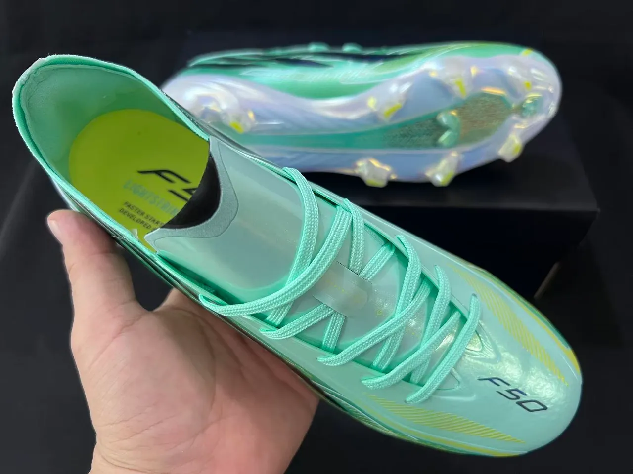 Adidas X Speedflow Mint Green Iridescent Three-Stripe Firm-Ground Soccer Shoes 5