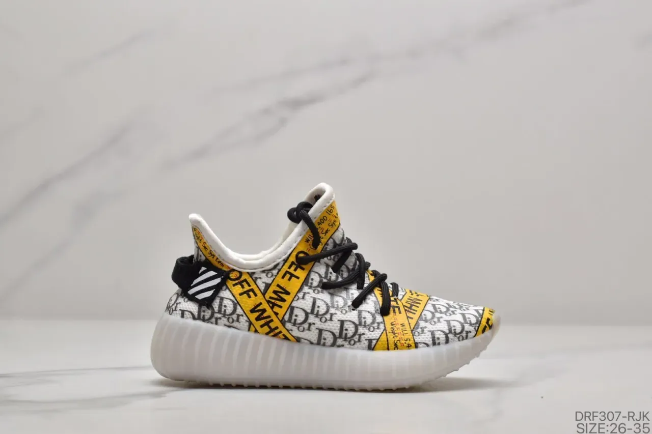 Adidas Yeezy Boost 350 V2 White Monogram Yellow Strap Lifestyle Sneakers 21