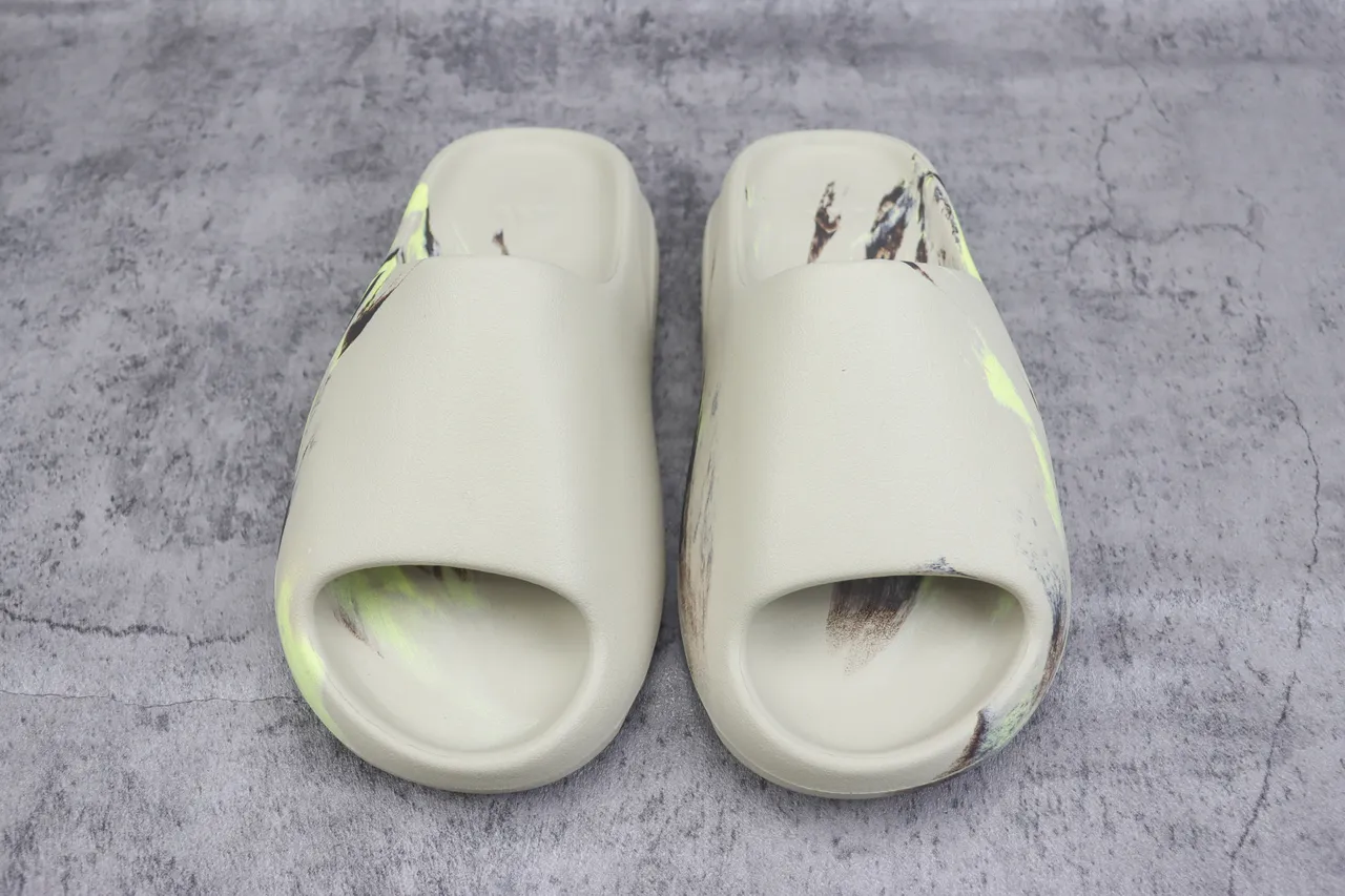 Adidas Yeezy Slide Beige Neon Lime Camo Slipper 2