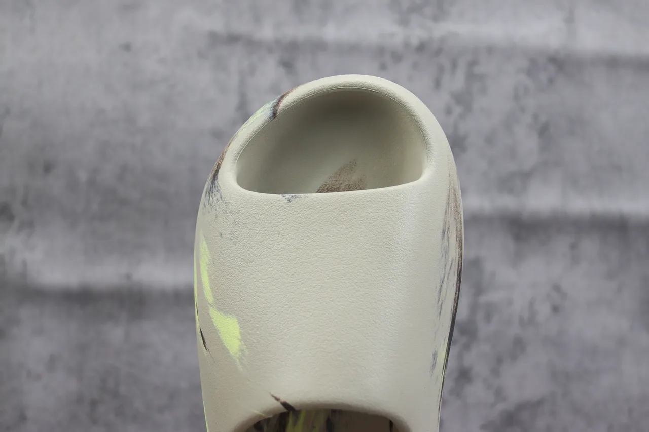 Adidas Yeezy Slide Beige Neon Lime Camo Slipper 5