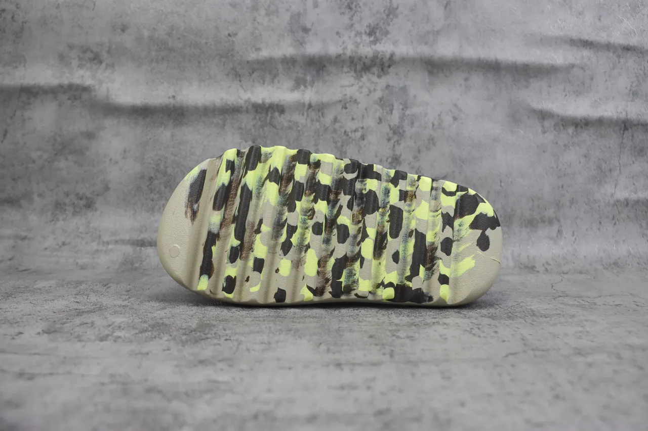 Adidas Yeezy Slide Beige Neon Lime Camo Slipper 6