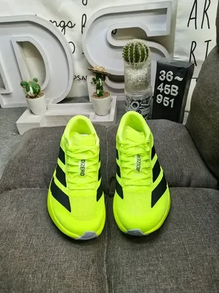 Adidas Yellow Black Knit Upper Three-Stripe Side Panel Lifestyle Sneakers 10