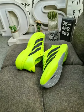 Adidas Yellow Black Knit Upper Three-Stripe Side Panel Lifestyle Sneakers 6