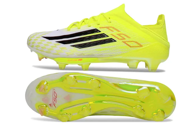 Adidas Amarelo Preto Neón Malha Sintética Superior Painel da Meia-Pé Xadrez Sapatos de Futebol para Solo Firme 5