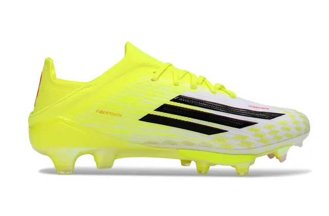 Adidas Amarelo Preto Neón Malha Sintética Superior Painel da Meia-Pé Xadrez Sapatos de Futebol para Solo Firme 7