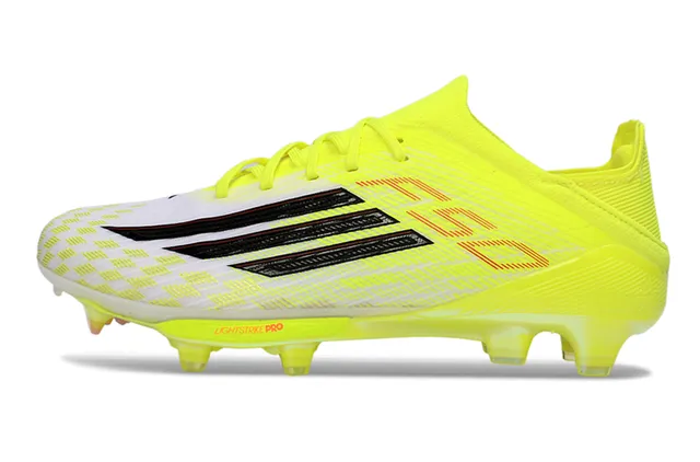 Adidas Amarelo Preto Neón Malha Sintética Superior Painel da Meia-Pé Xadrez Sapatos de Futebol para Solo Firme 8