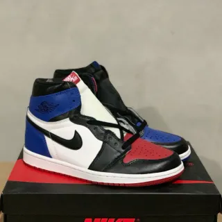 Air Jordan 1 Negro y Rojo High-Top de Cuero con Paneles Zapatos de Baloncesto