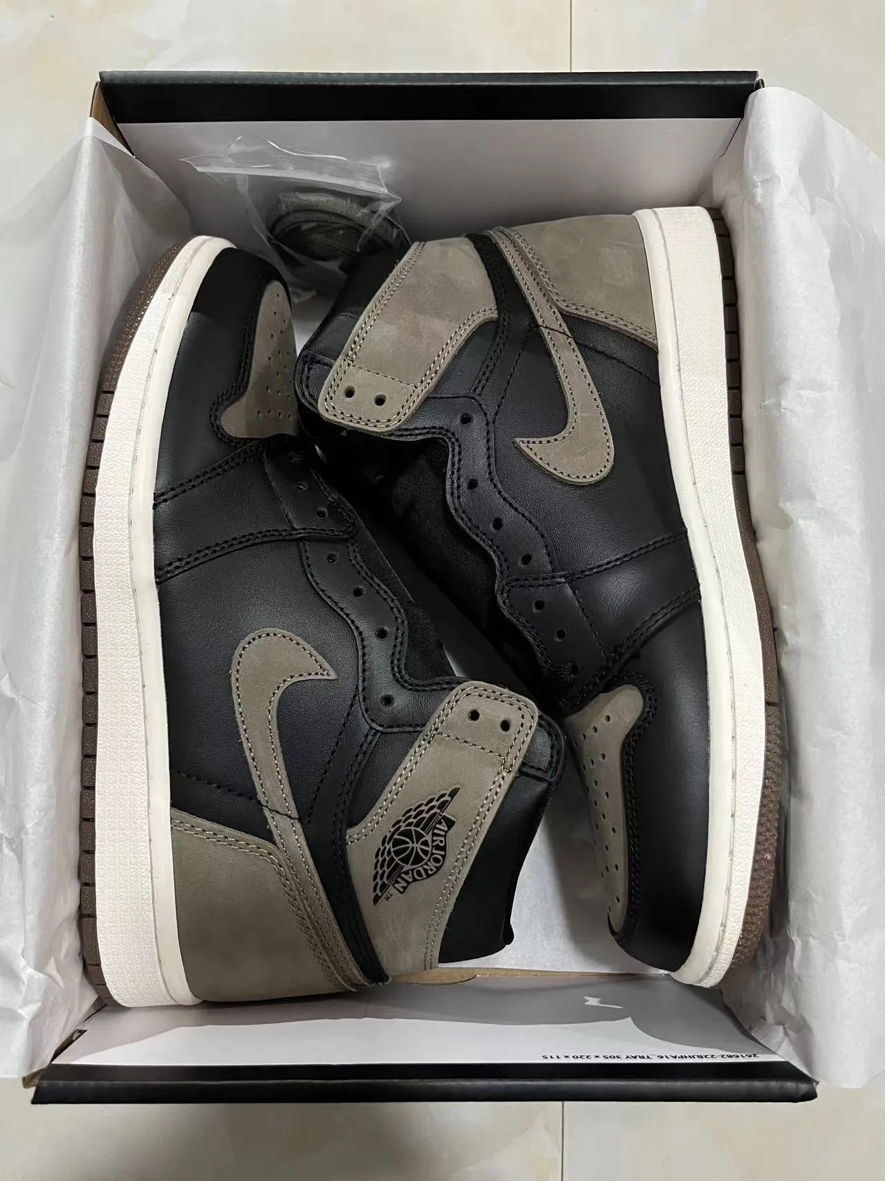 Air Jordan 1 Black Taupe Leather-Suede Basketball Shoes 10