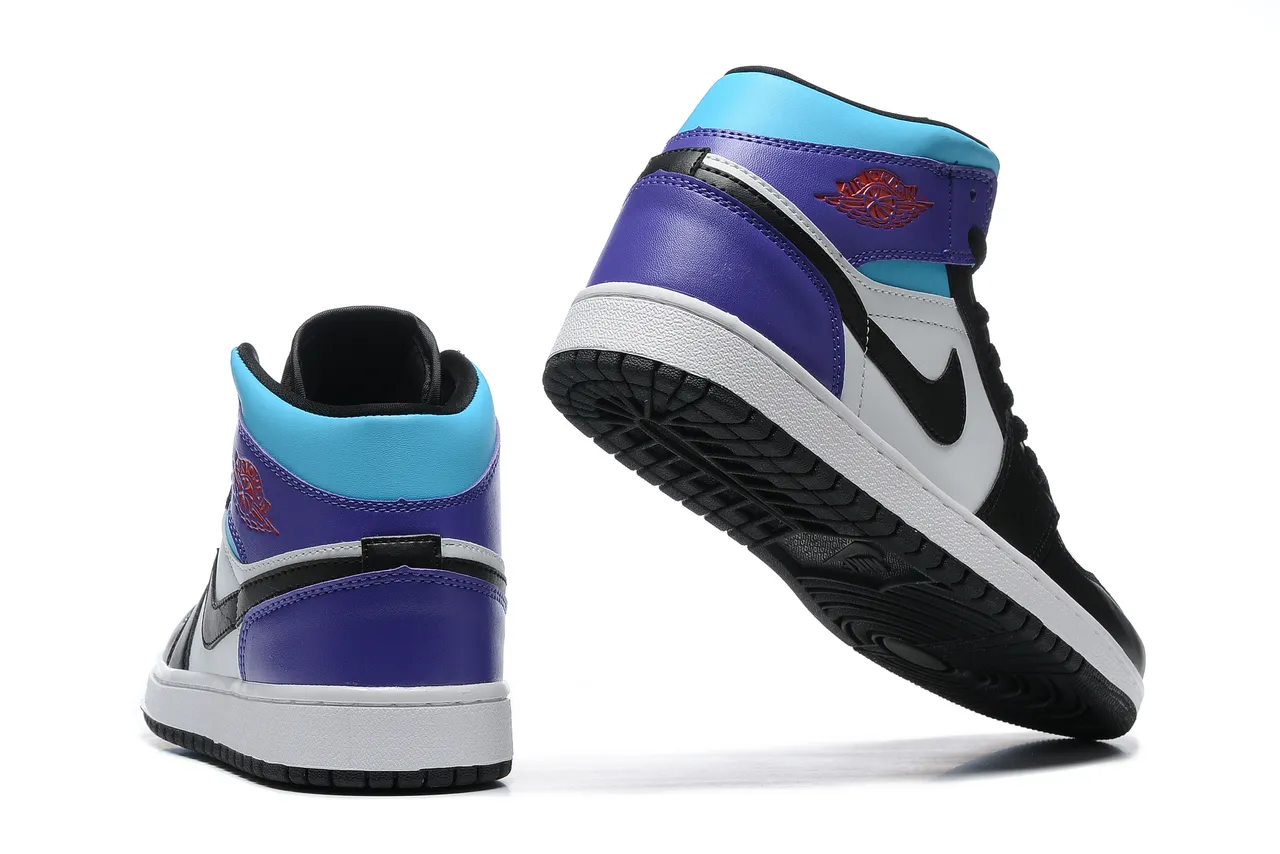 Air Jordan 1 High 黑白紫青篮球鞋 3