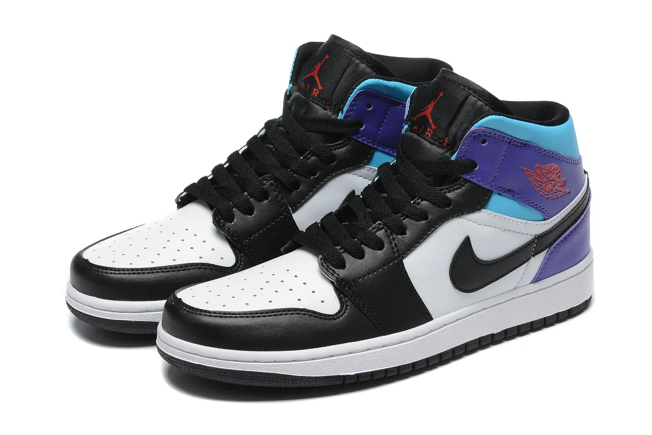 Air Jordan 1 High 黑白紫青篮球鞋 6