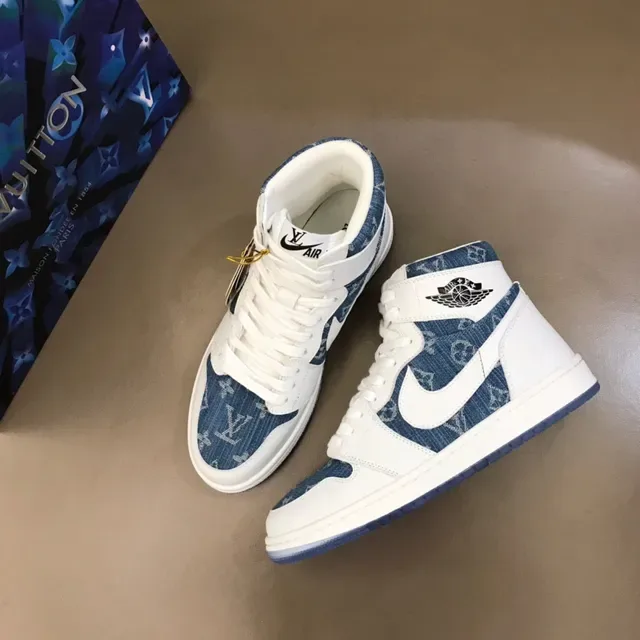 Air Jordan 1 High Tênis de Basquete Branco e Azul com Painéis de Denim 8
