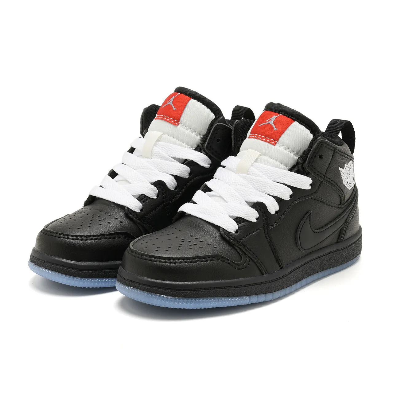 Air Jordan 1 High Kids Denim-Panel Beige Pink and Black Blue Basketball Shoes 6