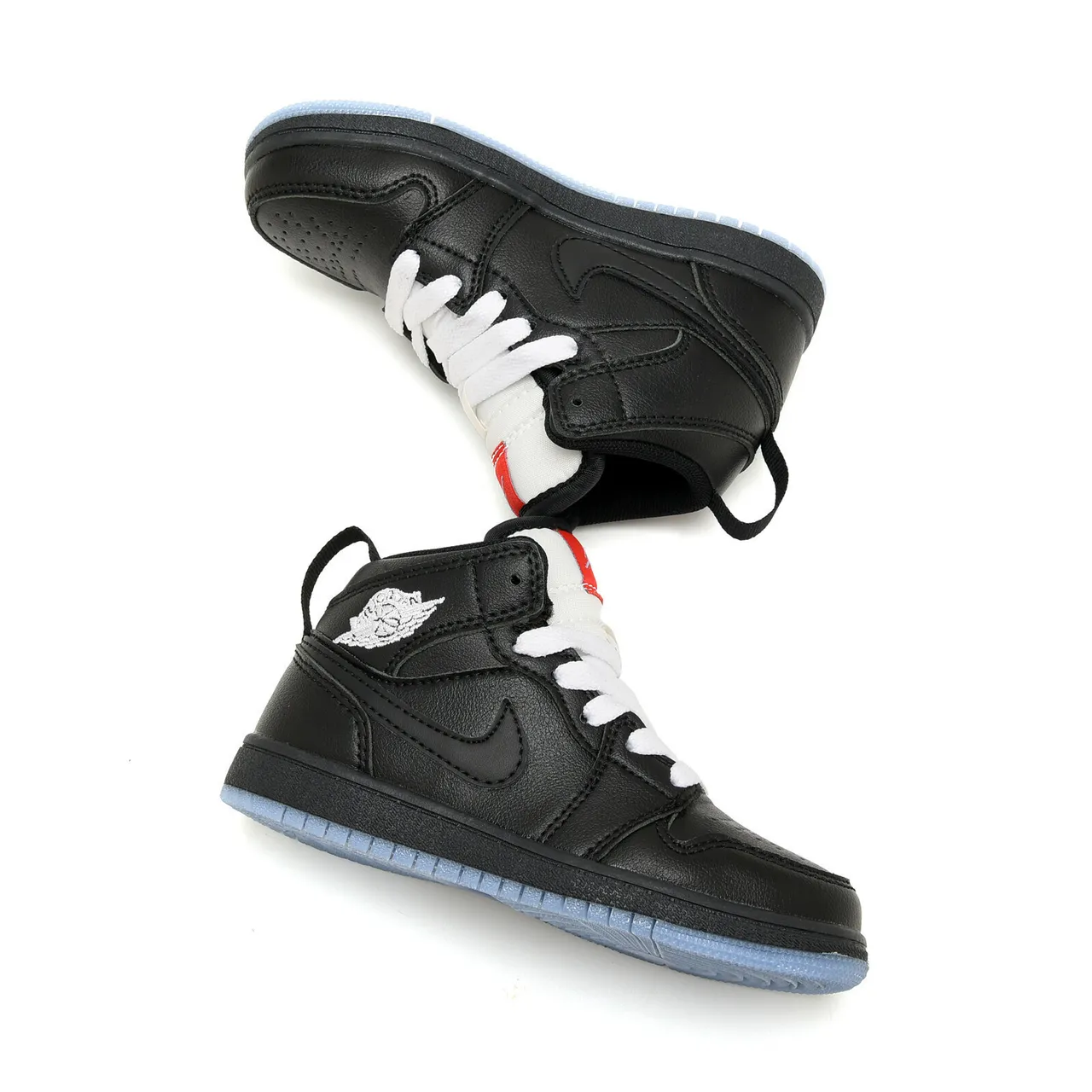 Air Jordan 1 High Kids Denim-Panel Beige Pink and Black Blue Basketball Shoes 8