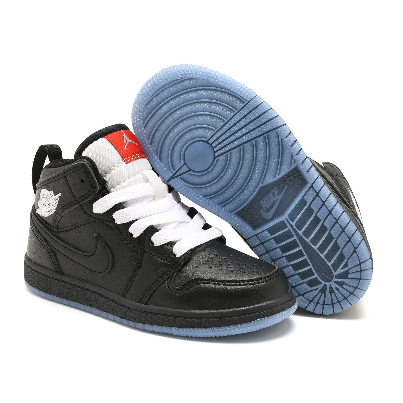 Air Jordan 1 High Kids Denim-Panel Beige Pink and Black Blue Basketball Shoes 9