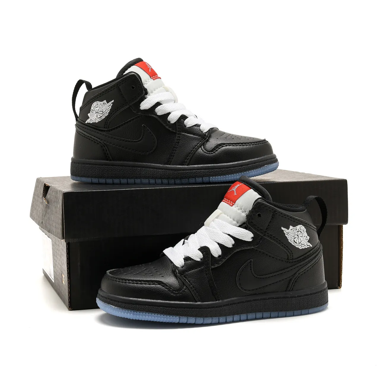 Air Jordan 1 High Kids Denim-Panel Beige Pink and Black Blue Basketball Shoes 10