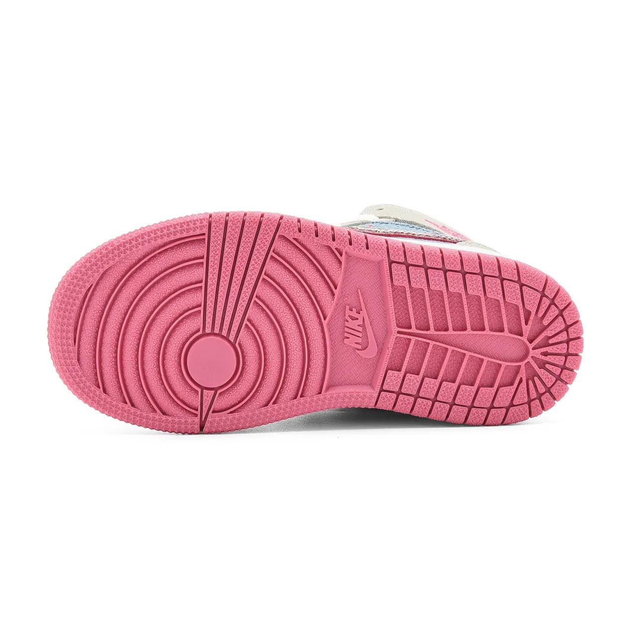 Air Jordan 1 High Kids Denim-Panel Beige Pink and Black Blue Basketball Shoes 13
