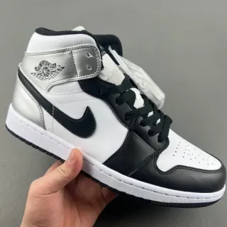 Air Jordan 1 High Prata metálica Preto Branco tênis de basquete