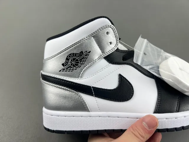 Air Jordan 1 High Prata metálica Preto Branco tênis de basquete 2