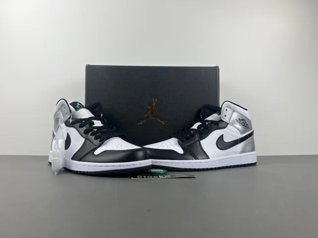 Air Jordan 1 High Prata metálica Preto Branco tênis de basquete 13