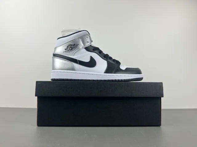 Air Jordan 1 High Prata metálica Preto Branco tênis de basquete 15