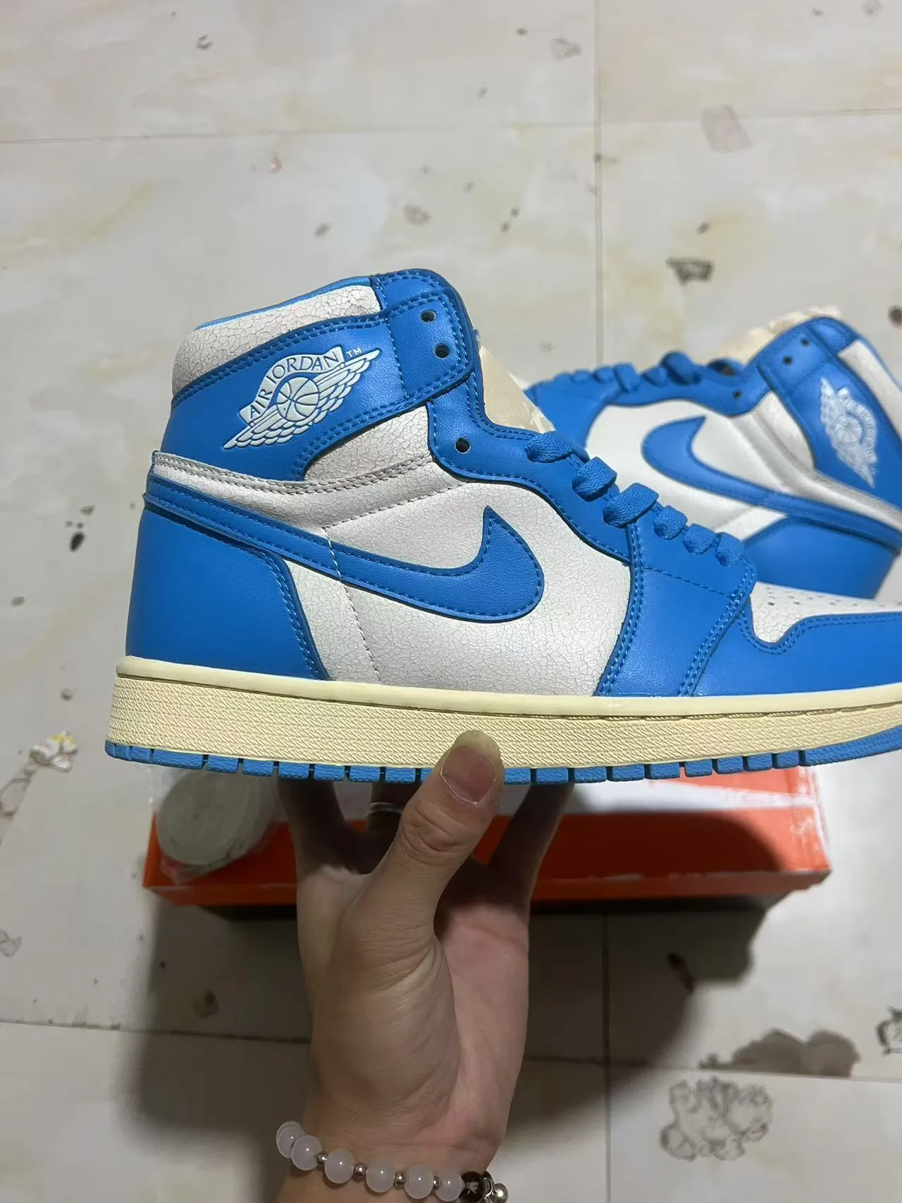 Air Jordan 1 High tênis de basquete azul royal e branco 7