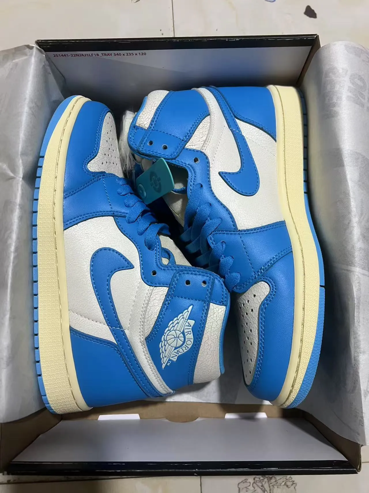 Air Jordan 1 High tênis de basquete azul royal e branco 9