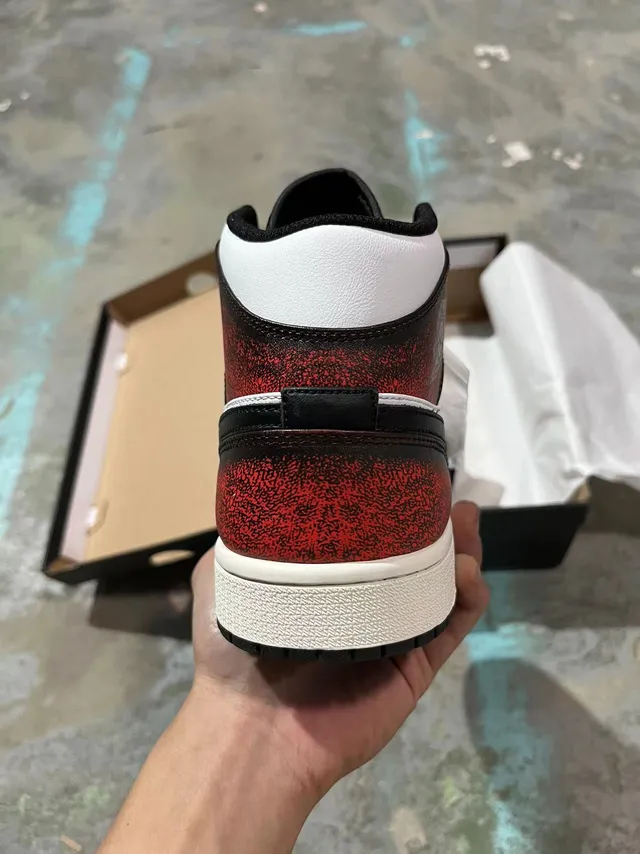 Air Jordan 1 High Textured Red and Black Basketball Shoes 7