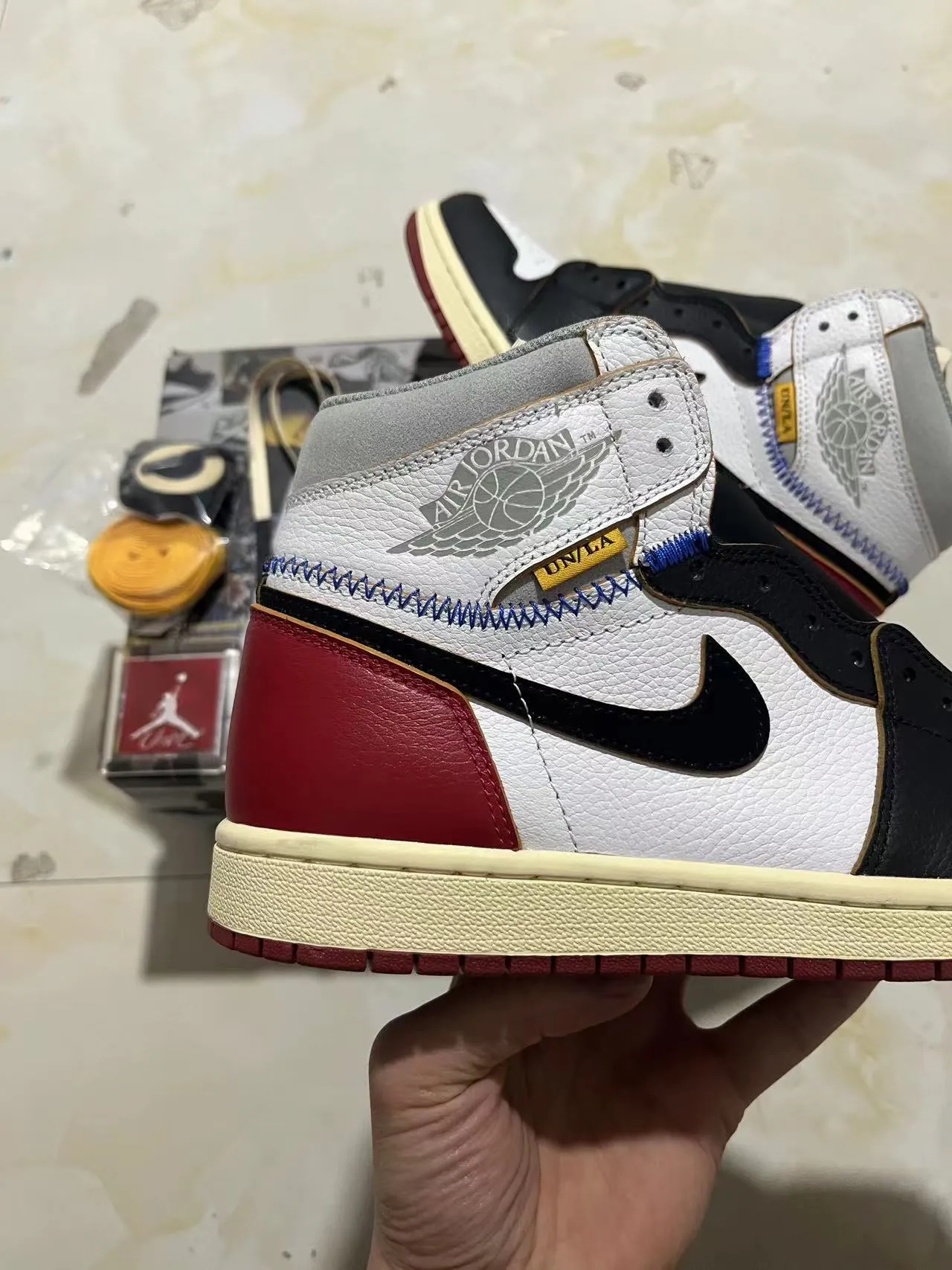 Air Jordan 1 High White Black Red Gray Basketball Shoes 7