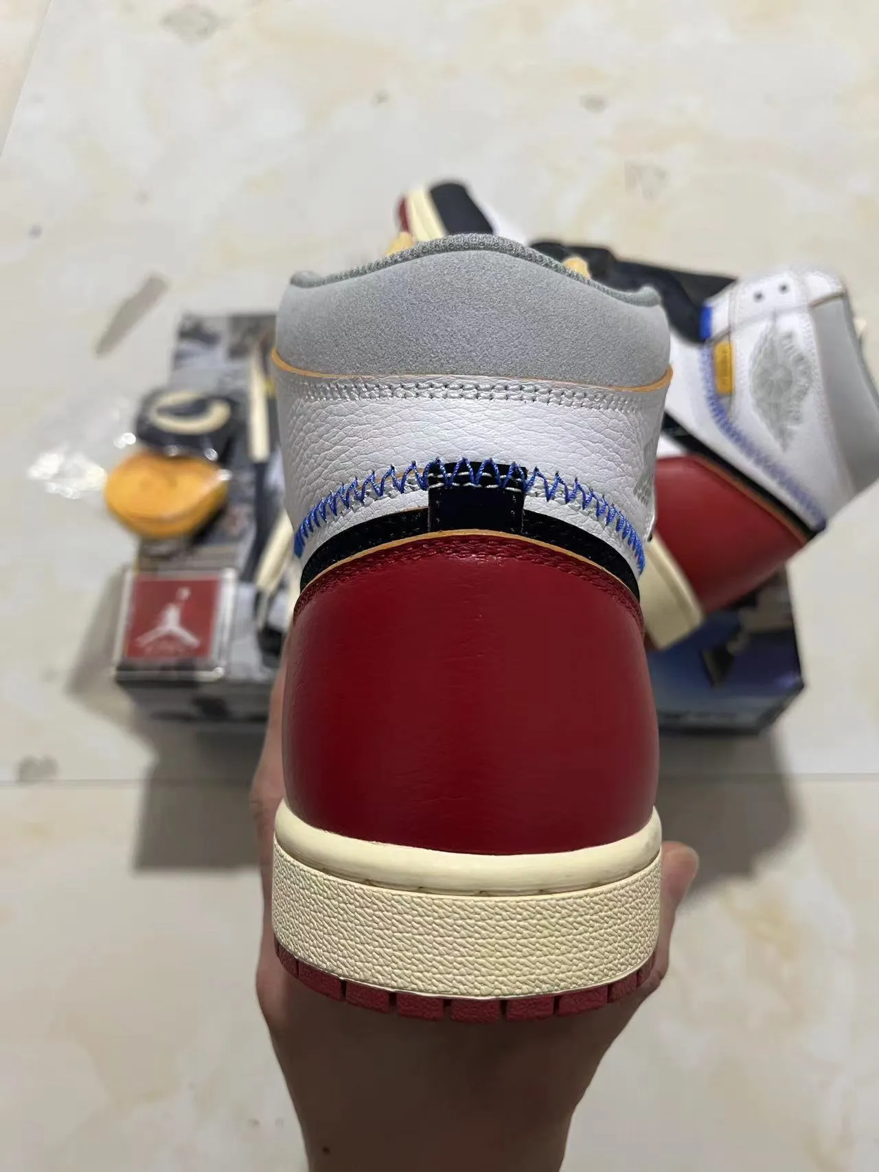 Air Jordan 1 High White Black Red Gray Basketball Shoes 8