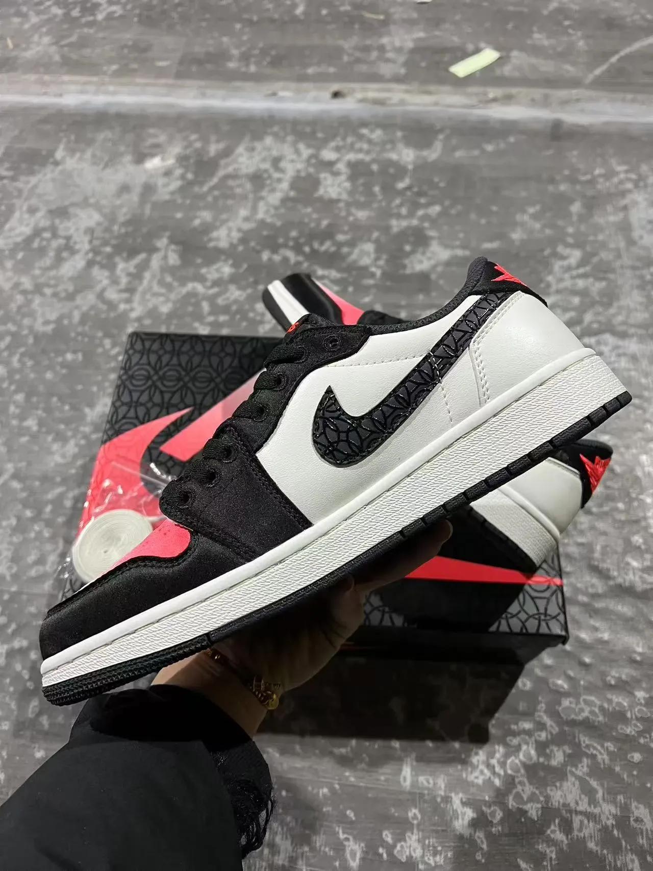 Air Jordan 1 Low White Black Red Lifestyle Sneakers 5