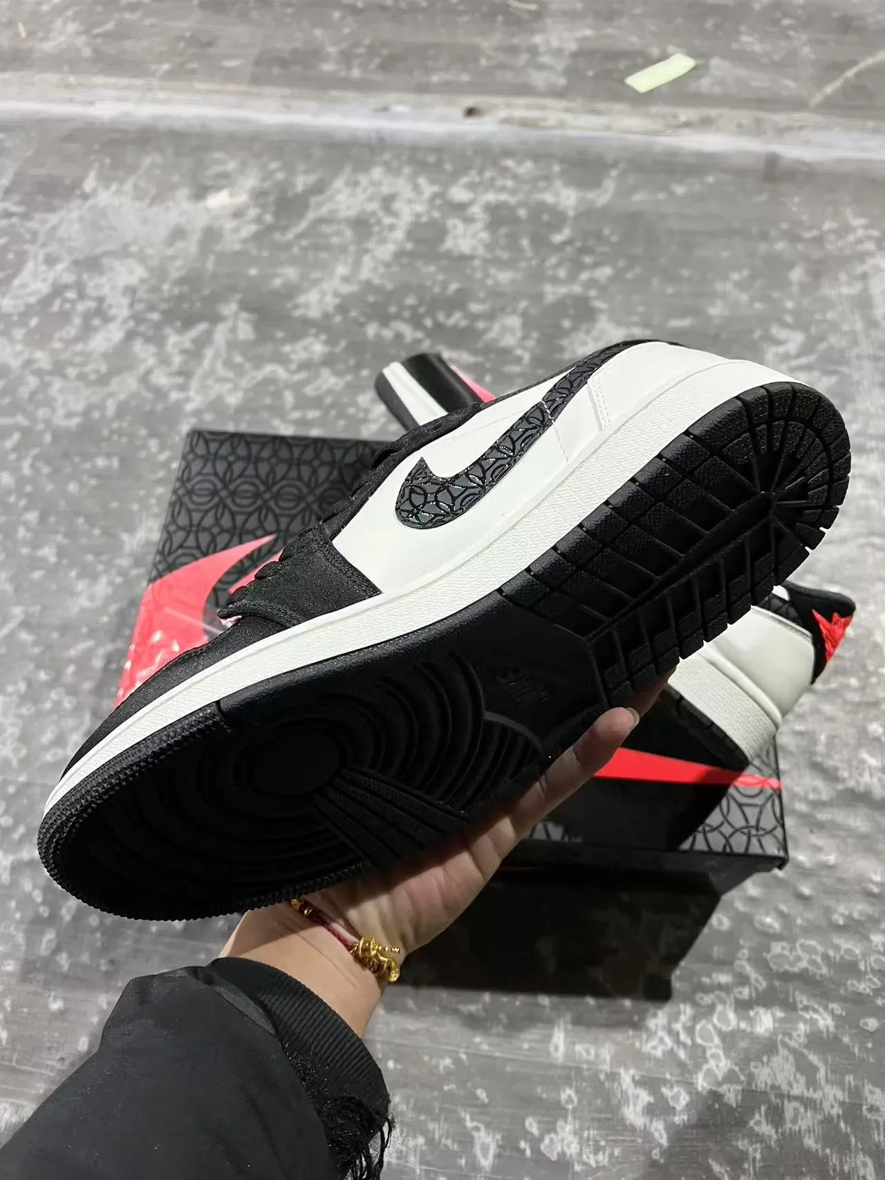 Air Jordan 1 Low White Black Red Lifestyle Sneakers 6