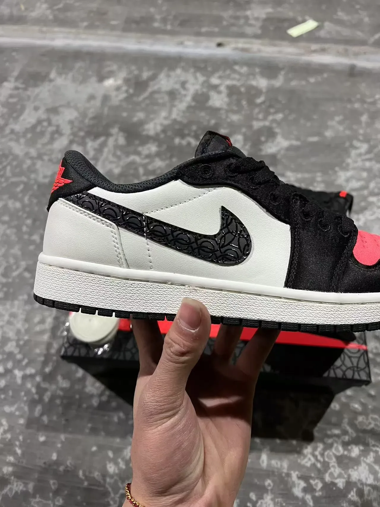 Air Jordan 1 Low White Black Red Lifestyle Sneakers 7