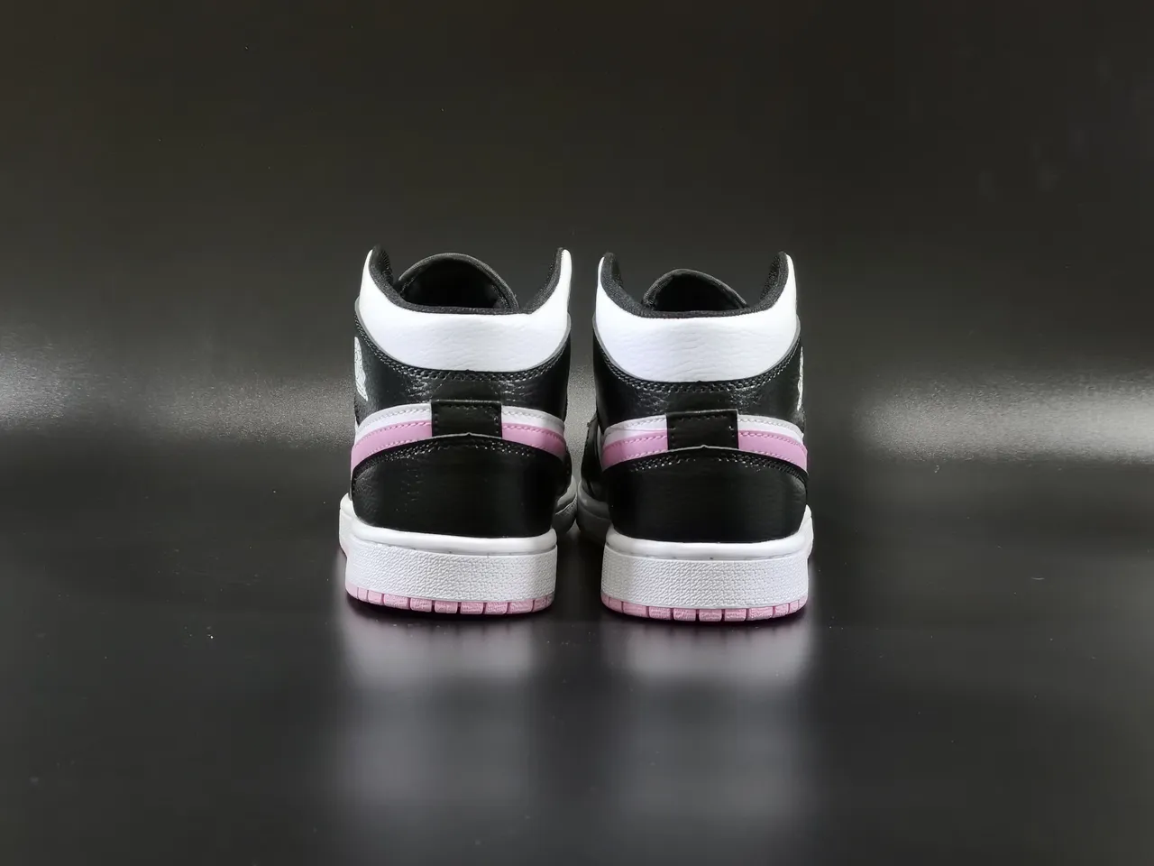 Air Jordan 1 Mid Black White Pink Basketball Shoes 9