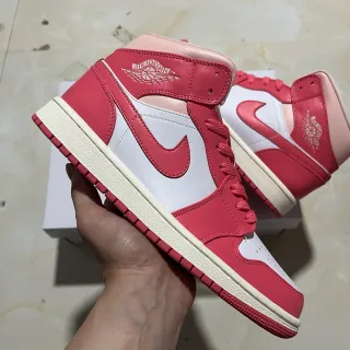 Air Jordan 1 Rosa e Branco High Top Sapatos de Basquete