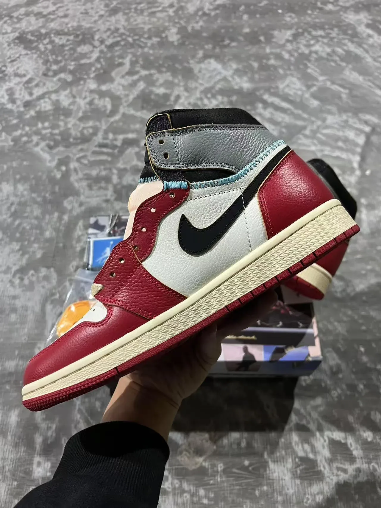 Air Jordan 1 Union Los Angeles Rouge Blanc Noir Chaussures de Basketball 6