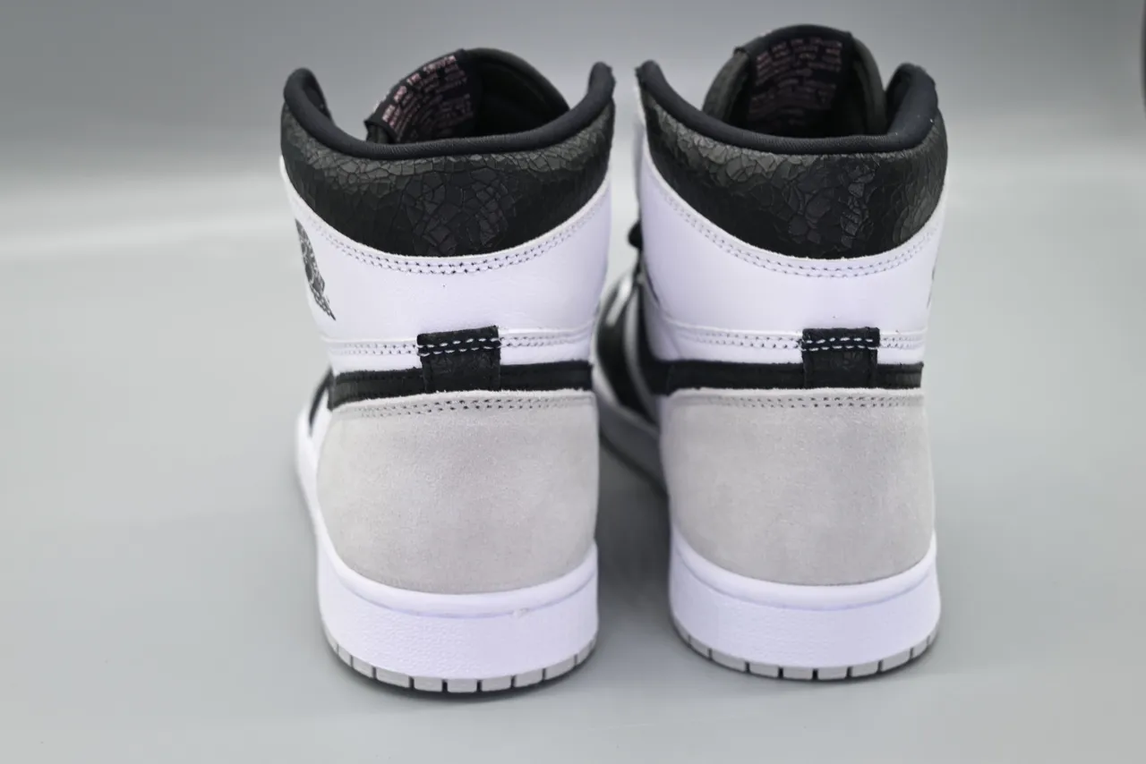 Air Jordan 1 White Black High-Top Leather-Suede Mix Basketball Shoes 6