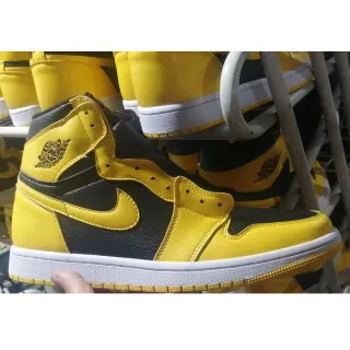 Air Jordan 1 Tênis de Basquete High Top Amarelo e Preto