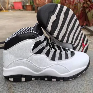 Air Jordan 10 White Black Gray Checkered Collar Basketball Shoes
