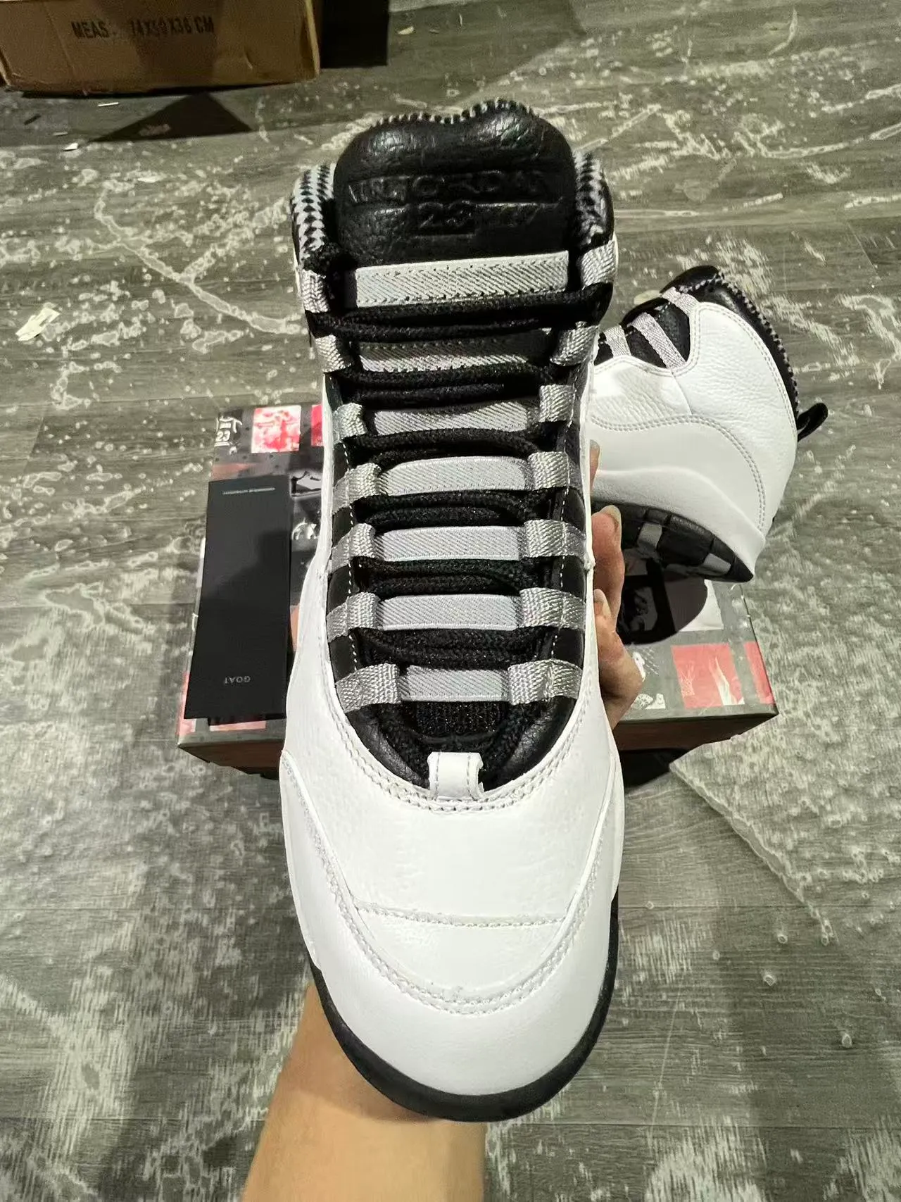Air Jordan 10 White Black Silver Lace Basketball Shoes 3